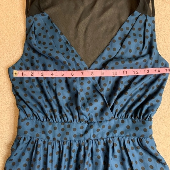 BCBGeneration Dress Polka Dot MIDI Black Blue Sheer Women Size 2 or XS - Picture 4 of 7